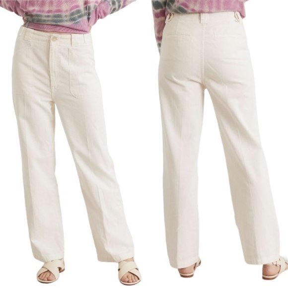 Mother The Elbow Grease Flood Wide Leg Jeans in Ivory Natural Women's Size 26 - Picture 1 of 16
